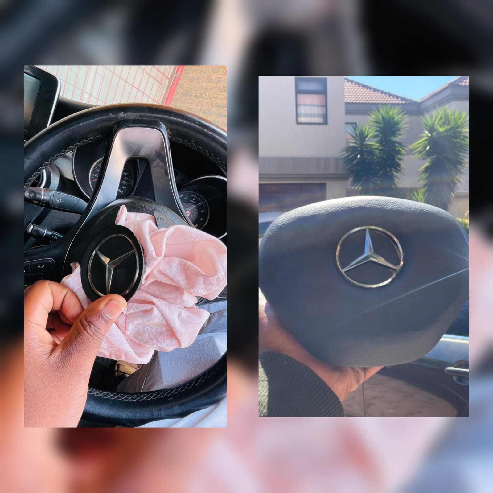 Mercedes-Benz airbag cover — before and after restoration